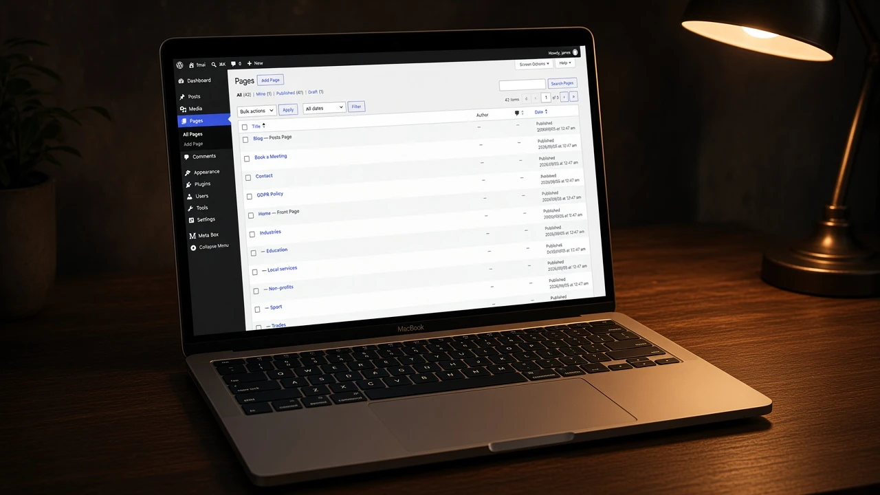 WordPress Pages on a Mac — this is where titles, headings and structure get edited