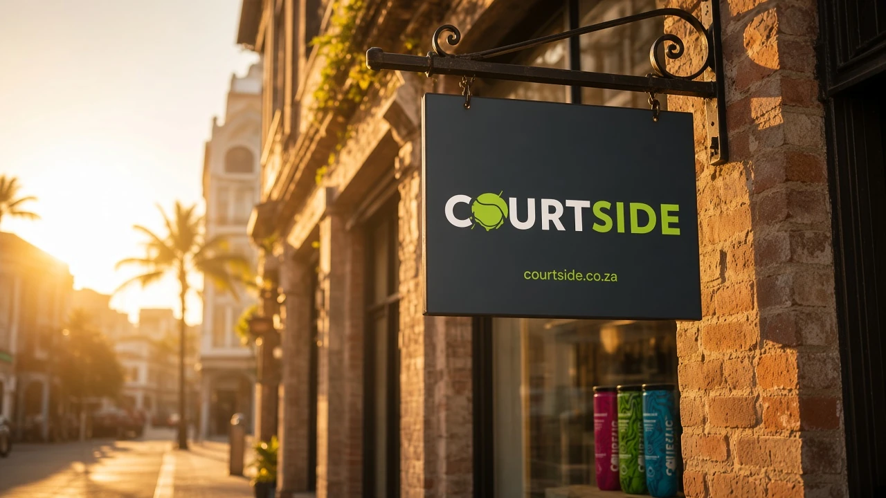 Courtside hanging sign with courtside.co.za