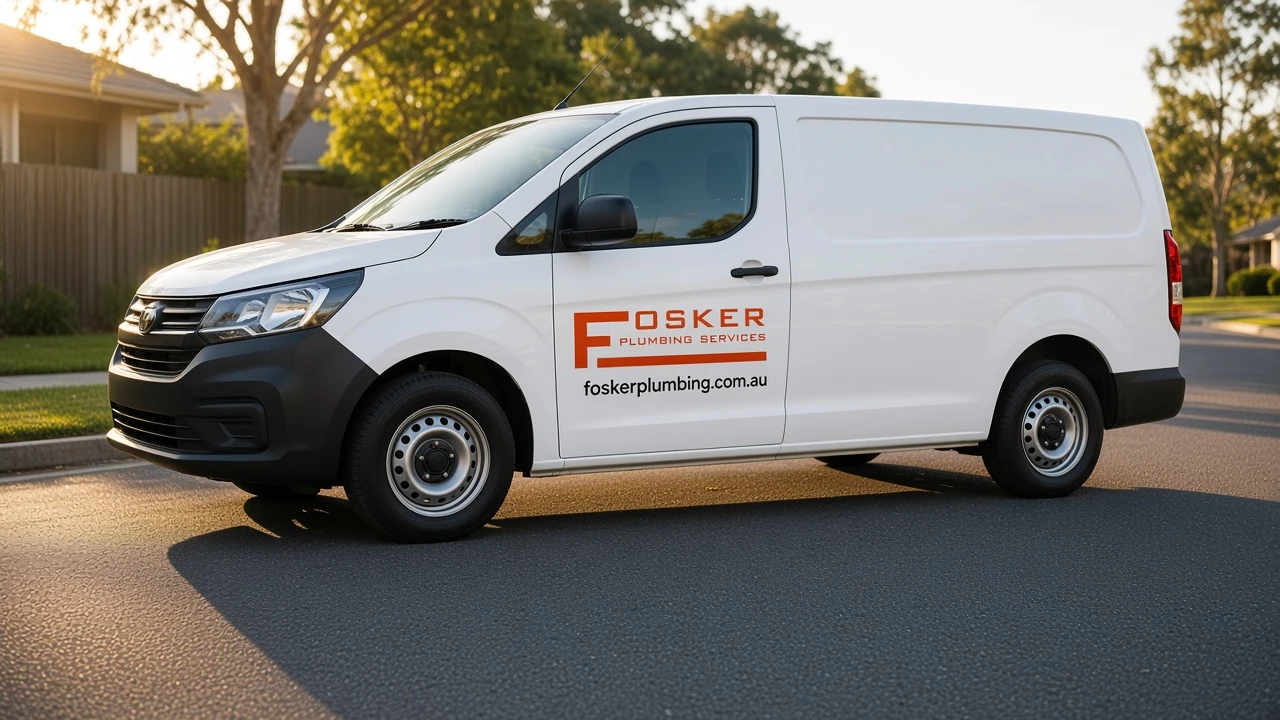 Fosker Plumbing van with the website on the door