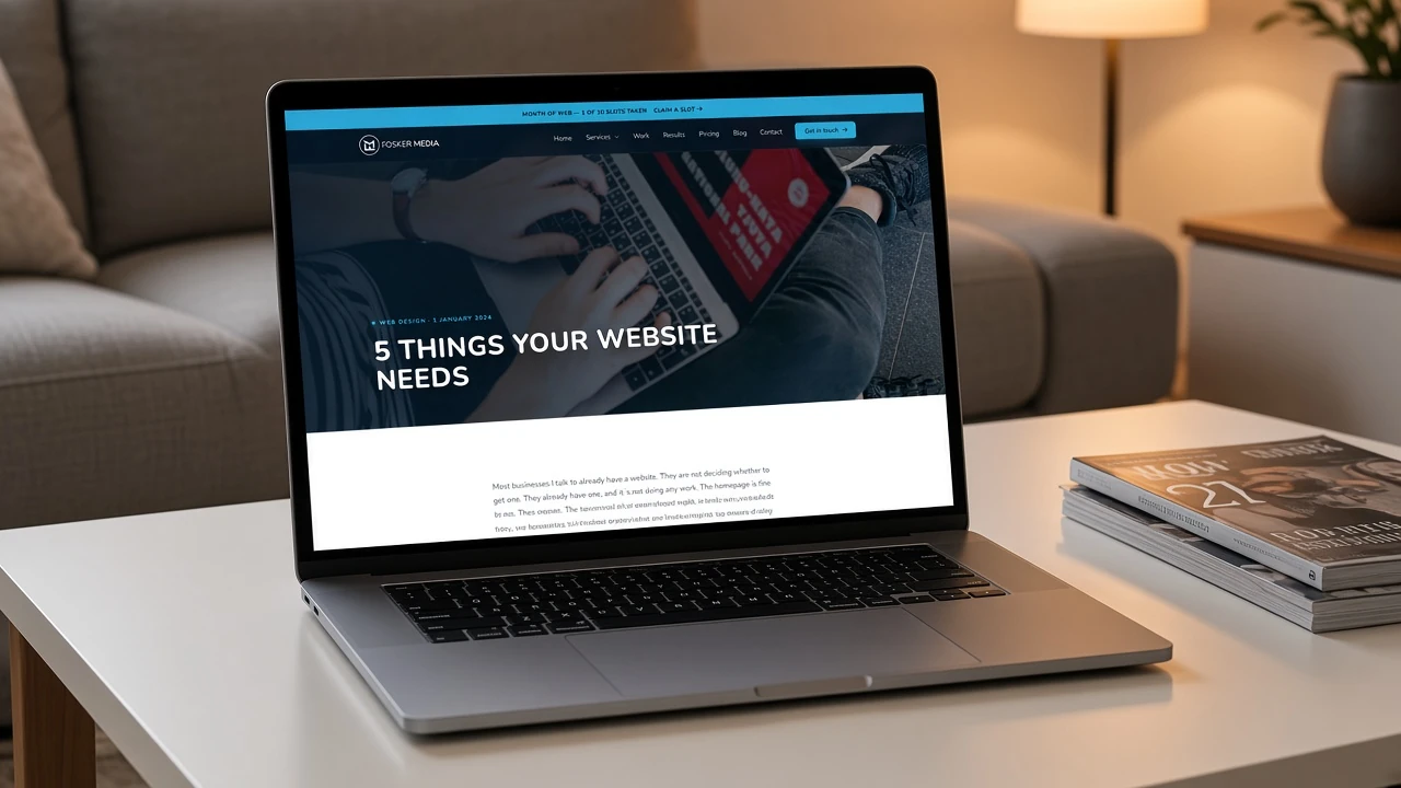 A Fosker Media blog post on a Mac — the page you share after you have written it