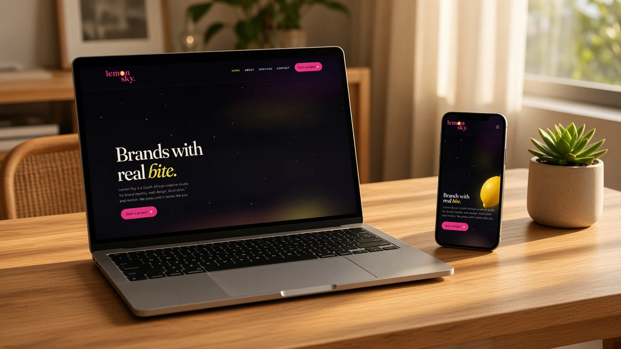 Lemon Sky website on a laptop and a phone